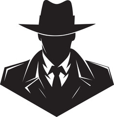 Crime Syndicate Signature Suit and Hat Logo Design Mobster Majesty Vector Icon of Mafia Boss Attire