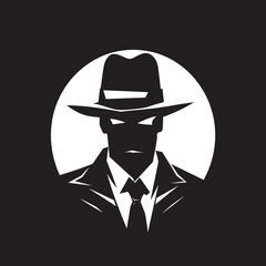 Organized Crime Elegance Suit and Hat Vector Icon Mobster Monarchy Emblem of Mafia Elegance