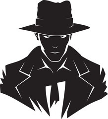 Tailored Tyranny Mafia Logo in Vector Organized Crime Elegance Suit and Hat Vector Icon