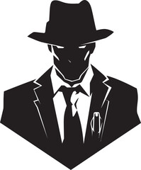 Sharp Dressed Shadows Suit and Hat Logo Design Tailored Tyranny Mafia Logo in Vector