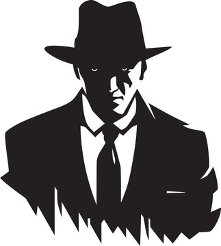 Organized Crime Elegance Suit and Hat Symbol Mobster Monarchy Mafia Suit and Hat Logo