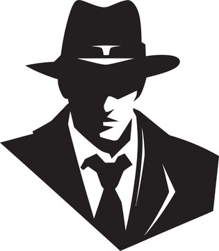 Crime Syndicate Signature Suit and Hat Logo Design Mobster Majesty Vector Icon of Mafia Boss Attire