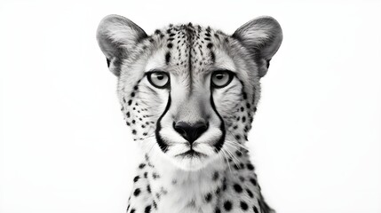 Black and White Cheetah on a White Background