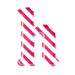 White symbol with thin pink diagonal straps. letter h