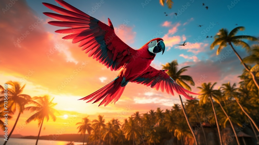 Poster cockatoo playfully interacting with colorful toys - ai-generative