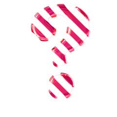 White symbol with thin pink diagonal straps