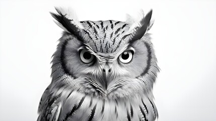 Black and White owl on a White Background
