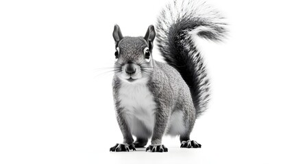 Black and White Squirrel on a White Background