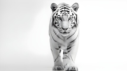 Obraz premium Black and White Tiger on a White Background