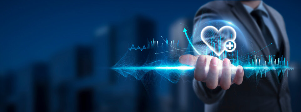 Insurance Services: Businessman Holding Insurance Icon and Global Network with Analyzing Technological Data, Risk Assessment, Network Connection on Interface Background. Security, Coverage, Assurance.