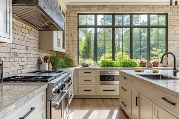 kitchen with appliances and a beautiful stylish interior - obrazy, fototapety, plakaty