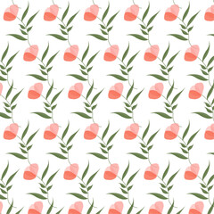 seamless pattern with red tulips