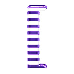 White symbol with thin purple horizontal straps
