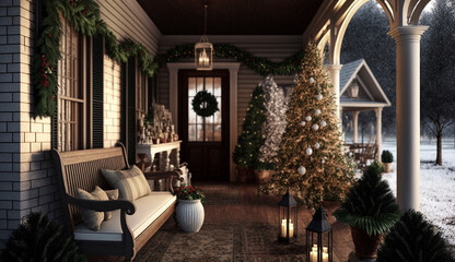 Outdoor house front christmas decorations interior design