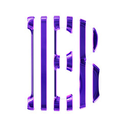 White symbol with thin purple vertical straps. letter b