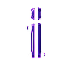 White symbol with thin purple vertical straps. letter i