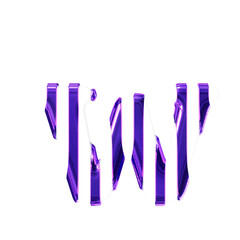 White symbol with thin purple vertical straps. letter w