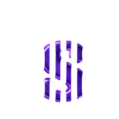 White symbol with thin purple vertical straps. letter s