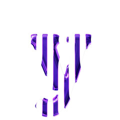 White symbol with thin purple vertical straps. letter y