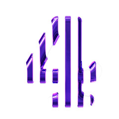 White symbol with thin purple vertical straps. number 4