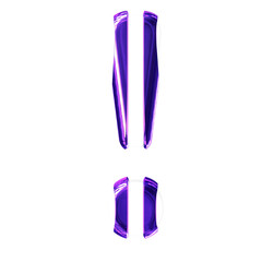 White symbol with thin purple vertical straps