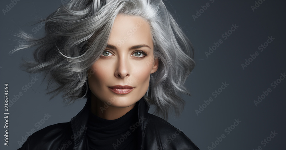 Wall mural Stylish beautiful woman on a dark background