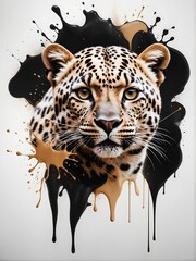 leopard, animal art, color splash, artistic, warm colors, illustration