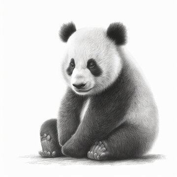Pencil sketch artwork giant panda animal drawing art