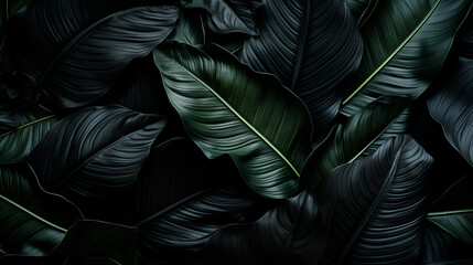 Hojas de plantas con tonalidades oscuras para utilizar como fondo de pantalla