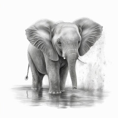 Pencil sketch cute elephant animal drawings AI Generated image