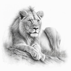 Pencil sketch cute lion animal drawings AI Generated art
