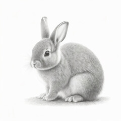 Pencil sketch cute rabbit animal drawing art