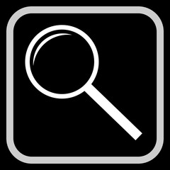 Magnifying glass in frame, illustration on black background
