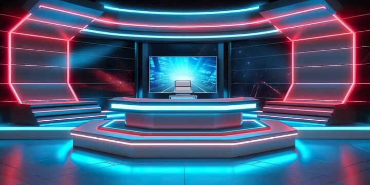 minimalistic design 3d virtual news studio