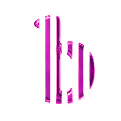 White symbol with thin purple vertical straps. letter b