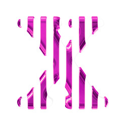 White symbol with thin purple vertical straps. letter x