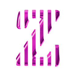 White symbol with thin purple vertical straps. letter z