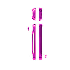 White symbol with thin purple vertical straps. letter i