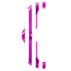 White symbol with thin purple vertical straps