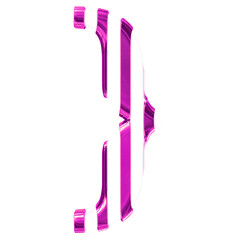 White symbol with thin purple vertical straps