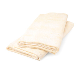 Raw puff pastry dough isolated on white