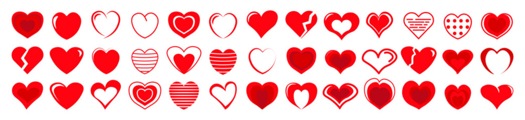 Heart shape symbol collelction. Heart icon for Valentine's day. Heart icon set. Vector