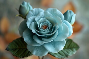 Simple close-up floral design of 5 turquoise roses including 2 in bud. - obrazy, fototapety, plakaty