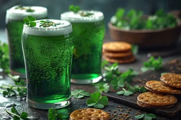 Foto op Canvas St Patrick's Day green beer with shamrock © sisir