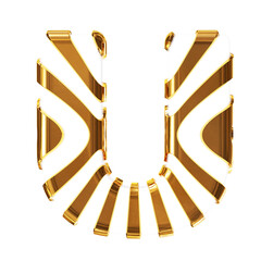 White symbol with gold thin vertical straps. letter u © oleg