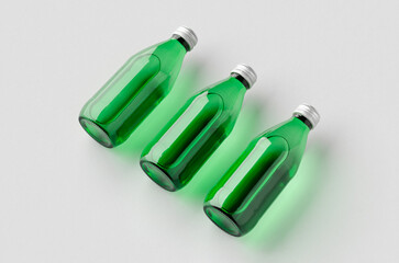 Water bottle mockup. Green glass.