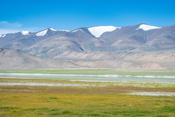 Tso Momriri, a high-altitude lake in the Himalayas, Ladakh, mountain lake, India