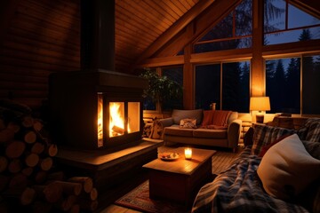 Cozy Living Room With Furniture and Fireplace