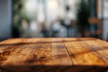 Wooden Table With Blurry Background