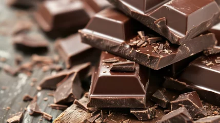Fotobehang Background showcasing sweet and delicious shards of chocolate bars © Matthew